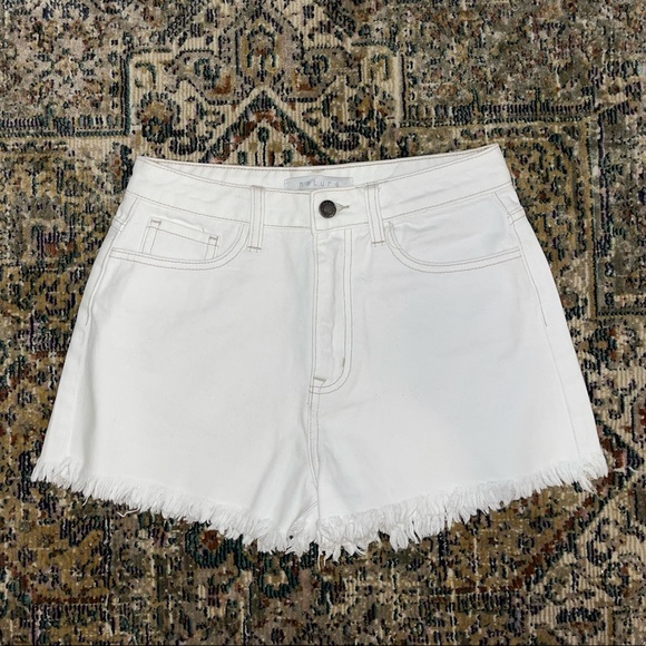 Pants - Nature White Denim Cutoff Shorts